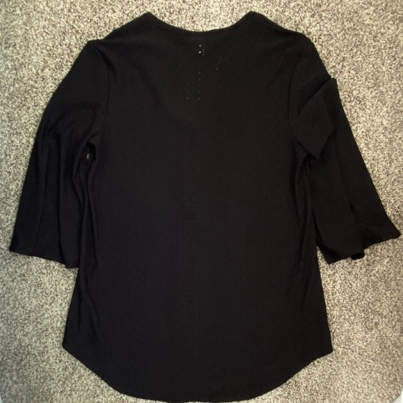 Jordan Taylor black coverup large v neck midi knee length eyelet cutouts - Picture 2 of 7